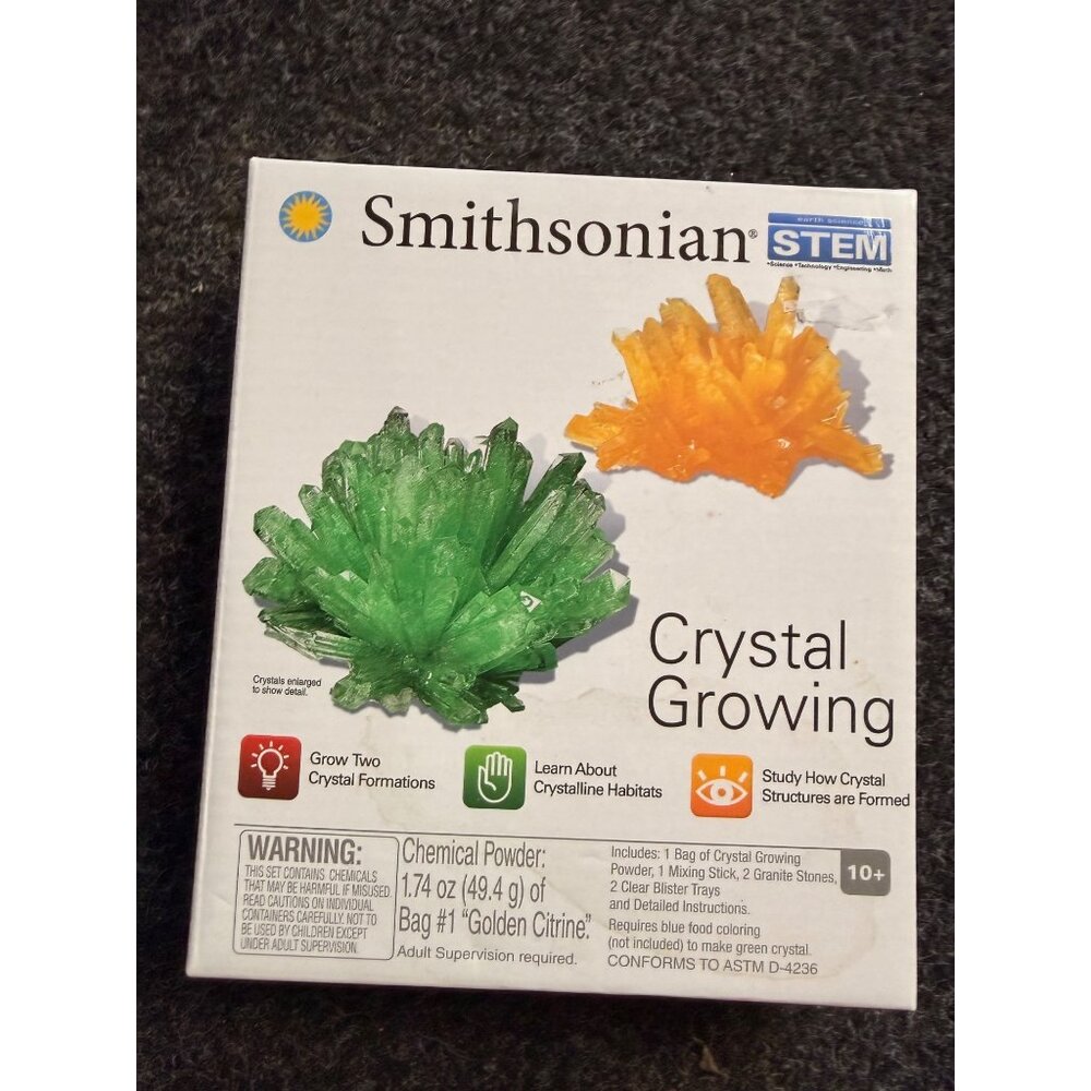 Smithsonian STEM Crystal Growing Kit For Kids & Adults Includes 2 Bags Of Chemic